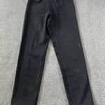 Vintage 90s Cache Womens 4 Black Denim Leather High Rise Straight Mom Jeans USA Photo 0