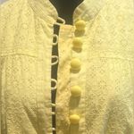Elevenses Anthropologie Rouleau Button Yellow Floral Eyelet Lace Peplum Jacket Photo 1
