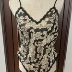 Vintage Escapades Brocade Sheer Bodysuit Romper Black Size M Photo 0