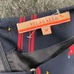 Vilagallo Silk Shift Dress Leopard Floral Print Size 38 U.K. 10, USA 8 Medium M Blue Photo 4