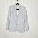 Avec Les Filles Tweed Blazer Jacket Womens Size S Blue White Plaid Button Front Photo 1