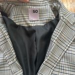 SO  Oversized Plaid Blazer Single Button Womens Size Medium Relaxed Jacket Photo 2