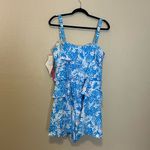Fit 4 U Floral Flattering Slimming Tiered Swimdress Romper Size 22W NWT Blue Photo 5