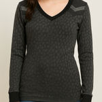 BKE Textured Chevron Shoulder Thermal Knit Top Size Small Whimsigoth Grunge Boho Photo 0