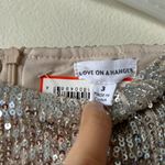love on a hanger NWT XS Silver Sequin Mini Skirt with Side Slits Sexy Zipper Close Evening Night Photo 8