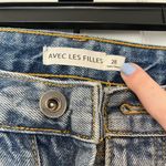 Avec Les Filles  Distressed Frayed High Rise Jeans Photo 3