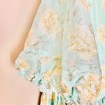 Ivy City Co Mint Green & Yellow Floral Ruffle Flutter Sleeve Dress. Photo 8