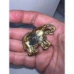 Vintage Gold Tone Elephant with Rhinestone Eye Brooch Photo 2