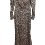 Mac Duggal NEW NWT Puff Shoulder Sequined Surplice Gown Shimmering Gold Photo 3