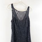 Vintage JS Collections Metallic Fringe Hem Lace Maxi Slip Dress Black 12 Size 8 Photo 9