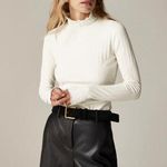 J.Crew Pointelle Knit Turtleneck Long Sleeve Top Cotton Blend Ivory XL NWT Photo 0