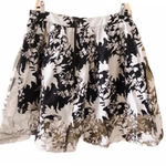 Piace Women’s Black and White Silk Skirt Lace Flowy Fun Midi SZ L Black Size L Photo 0