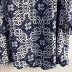 C.D. Daniels size 1X blue patterned blouse with rhinestone embellishments. Photo 2