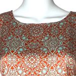 The Limited The‎  Women’s Blouse Orange Geometric Pattern Short Sleeve Crew Neck Photo 4