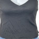 Aerie  Black Ribbed V‑Neck Cropped Tank with Built‑In Shelf Bra Size M Festival Photo 5