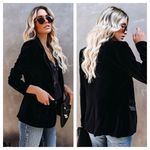 Drew Blazer M Black Silk Velvet Single Button Unstructured Blazer Party Jacket Photo 1