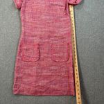 W By Worth Pink Tweed Shift Dress Women's 0 Short Sleeve High Neck Linen Blend Photo 4