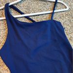 Susana Monaco NWT Susan Monaco Navy Blue Uneven Strap Slit Maxi Dress Photo 3