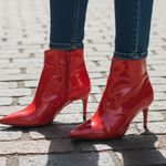 Jeffrey Campbell  Glossy Red GABRIEL Point toe Ankle Boots Bootie Size 10 Photo 0