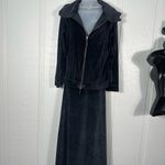 J. Jill Black Velour Zip Front Jacket and Skirt Lounge Set Size Small EUC Photo 1