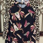 Lilypad cheetah cow skull long sleeve keyhole top Size M Photo 0