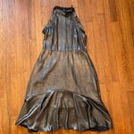 Who What Wear Liquid Silver Metallic Ruffled Event/Cocktail Dress - Medium Photo 10