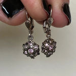 None On hold Simple sweet little flower with pink and clear crystal earrings Photo 2