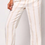 Faherty  Malibu Linen Pull On Pants Vallerta Stripe Tan White Coastal Beach Photo 0