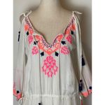 RD & Koko White And Pink Embroidered Rhinestone Tassel Cold Shoulder‎ Dress S Photo 6