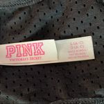 PINK - Victoria's Secret VS PINK Black High Neck Jersey Mesh Cut Out Logo Band Sports Bra Size Large Photo 3