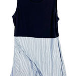Crown & Ivy Crown Ivy Size Small Dress Sleeveless Navy Blue Pinstripe Scalloped Mini 1584‎ Photo 0