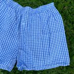 Pinterest style blue gingham check cotton boxer shorts Size M Photo 1