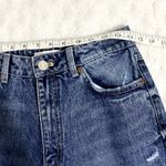ZARA Blue Dark Wash Distressed Straight Leg High Rise Relaxed Jeans 6 Photo 5
