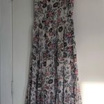 Olé by Koton white sleeveless floral maxi dress button front purple pink slit Photo 8