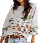 Daydreamer Running Horses Oversized Crewneck Size S New without Tag MSRP $124 Photo 0