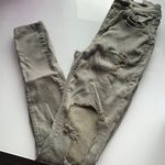 Boutique Olive Green High Waisted Ripped Jeans Photo 0