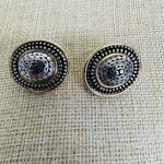 Vintage Silver & Gold‎ Tone Oval Textured Shield Chunky Clip Photo 2