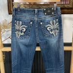 Miss Me  Studded Fleur de Lis Denim Boot Cut Low Rise Blue Jeans - Sz 28 🧡🎀 Photo 7