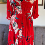 Anthropologie Brand JASE Vibrant Red Floral Maxi Dress size small Photo 0
