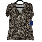 Apt. 9  Top Women's Small Tan and Black Leopard Print Essential V-Neck Tee NEW Photo 3