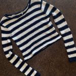 Free People Beach Black and Cream Striped Crop Sweater - size small Photo 0