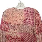 ZARA  Boho Patchwork Floral Dress Pink Red Long Sleeve Tassel Tie Mini Sz Small Photo 7