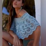 Free People Light Blue Lace Crop Top Photo 2