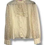 Vintage 1 Park Ave Cream Lace Coquette Union Made Button Down Shirt Size XL Photo 0