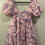 Entro Le Lis Textured Floral Puff Sleeve Square Neck Dress Photo 4