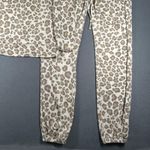 Como Blu Lounge Set Womens Small Beige Leopard Print Sweatshirt Joggers Knit Tan Photo 3