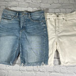 Loft High Waist Short Bermuda Shorts Lot of 2 pairs size 8 /29 Blue White Denim Photo 0