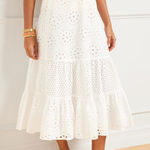 Talbots Eyelet Tiered Midi Skirt White Floral 100% Cotton Sz 12 Photo 0