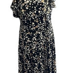 Lane Bryant Black and White Cold Shoulder Split Flutter Sleeve Midi Dress lined Photo 0