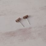 Vintage Stud Earrings Gold Tone Tube Photo 2